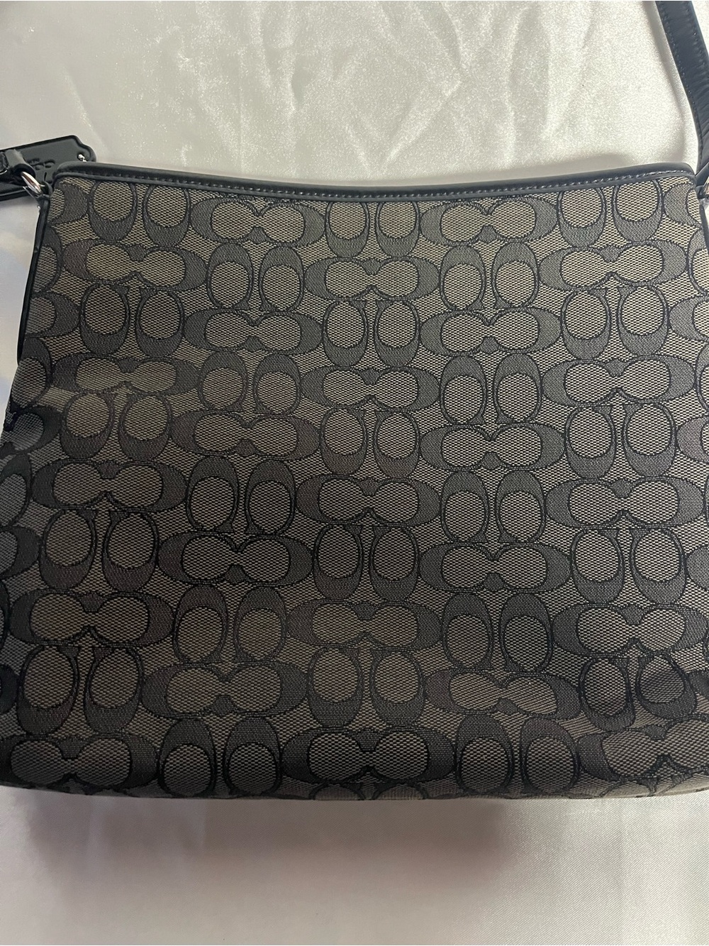 Coach Signature File Crossbody Bag F32203 Charcoal Black Jacquard Leather Trim - Picture 4 of 16